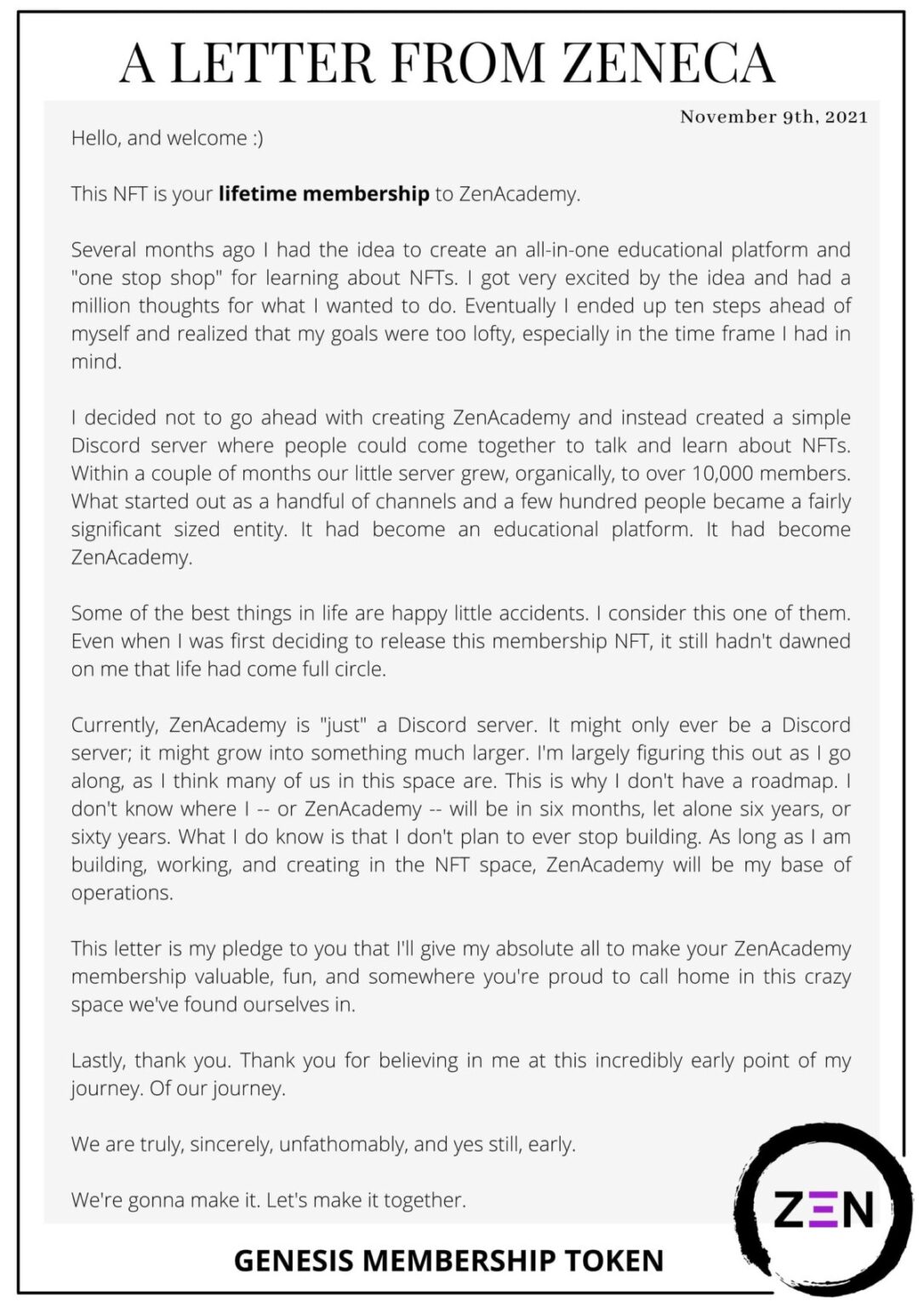 How Zeneca built community by doubling down on education