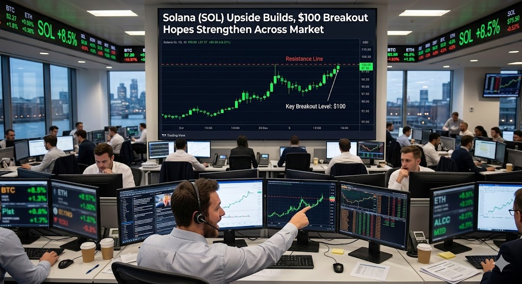 Solana (SOL) builds upside, hopes for $100 breakout are strengthened across the market