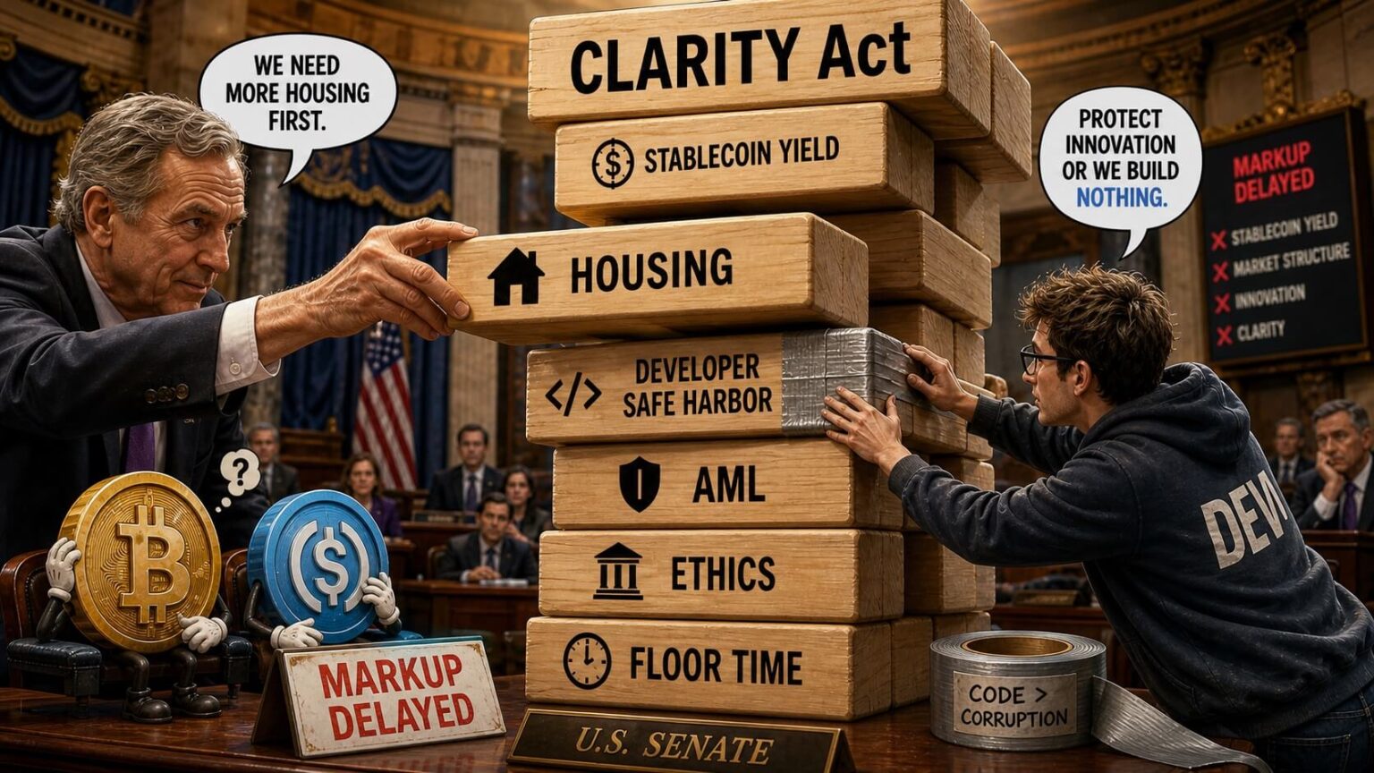 Crypto Clarity rules could be delayed because Congress is somehow stuck in a housing dispute